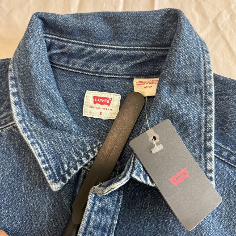 Levis Mens Denim Shirt Small Blue Long Sleeve Button Down Workwear New With Tags - Picture 12 of 13